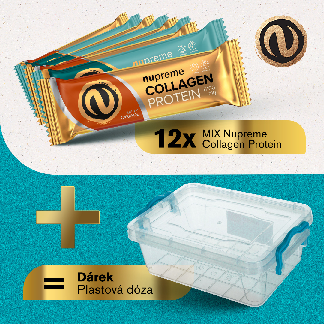 Nupreme Proteinové tyčinky 12 ks v plastové dóze Příchuť: Slaný karamel Obrázek