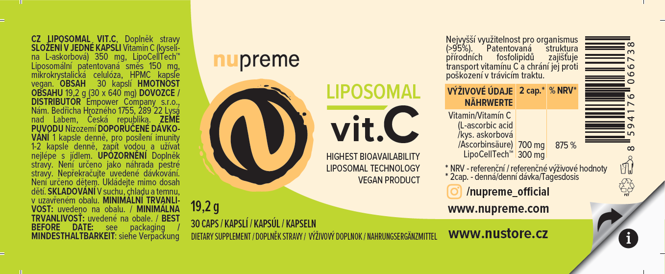 Liposomal Vit. C+Curcumin NUPREME Obrázek