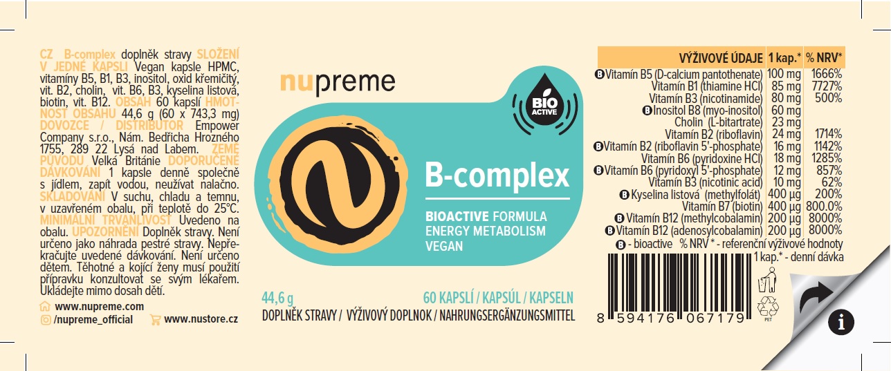 B – Complex Bioactive 60 kapslí NUPREME Obrázek