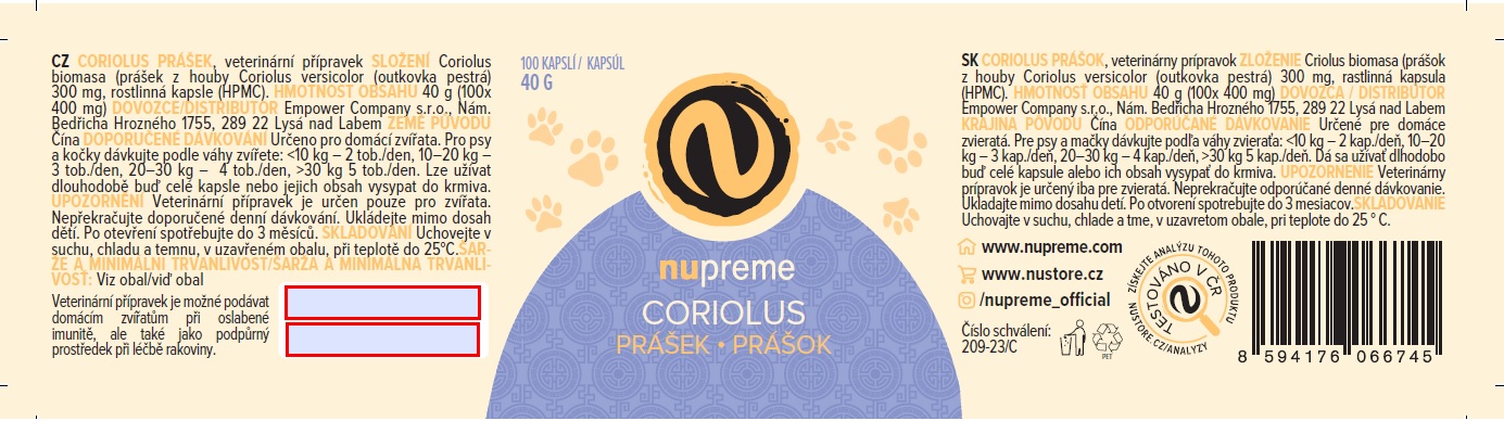 Coriolus BIOMASA 100 kapslí NUPREME Obrázek