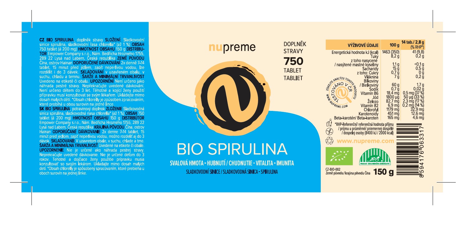 Spirulina 750 tbl BIO NUPREME Obrázek