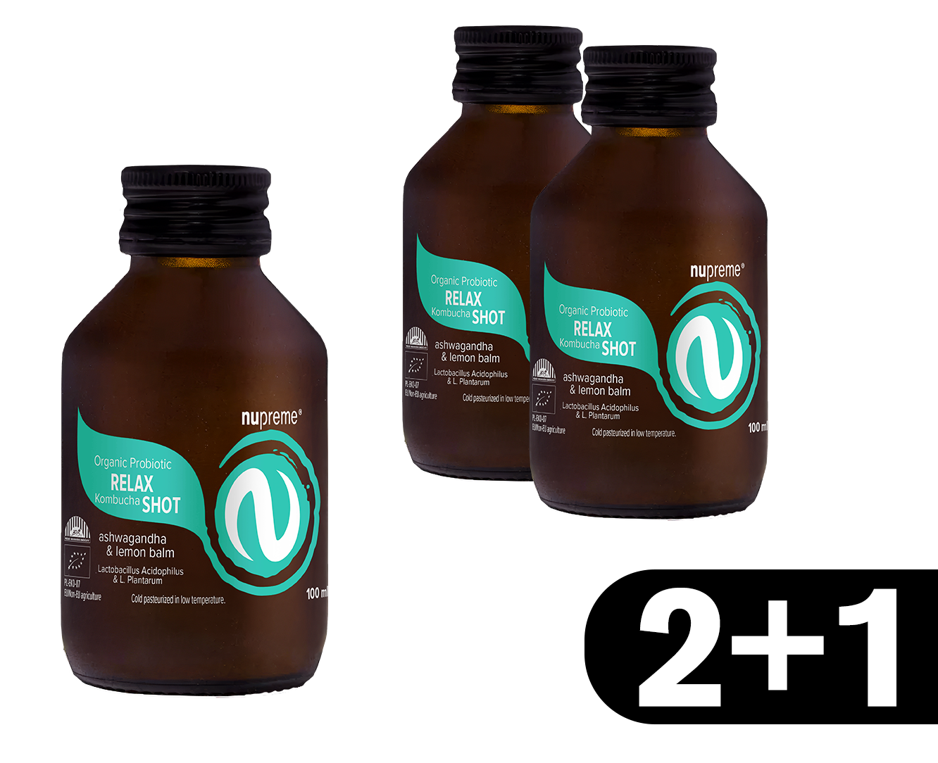 Nupreme Kombucha Relax Shot 2+1 zdarma