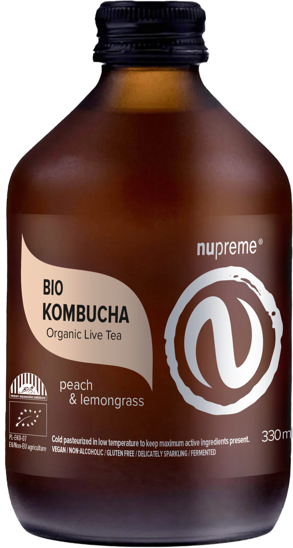 Nupreme Kombucha Peach & Lemon grass 330 ml BIO