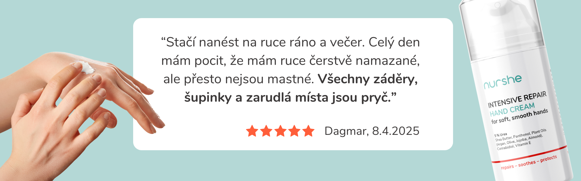 RECENZE REGENERAČNÍHO KRÉMU NA RUCE NURSHE