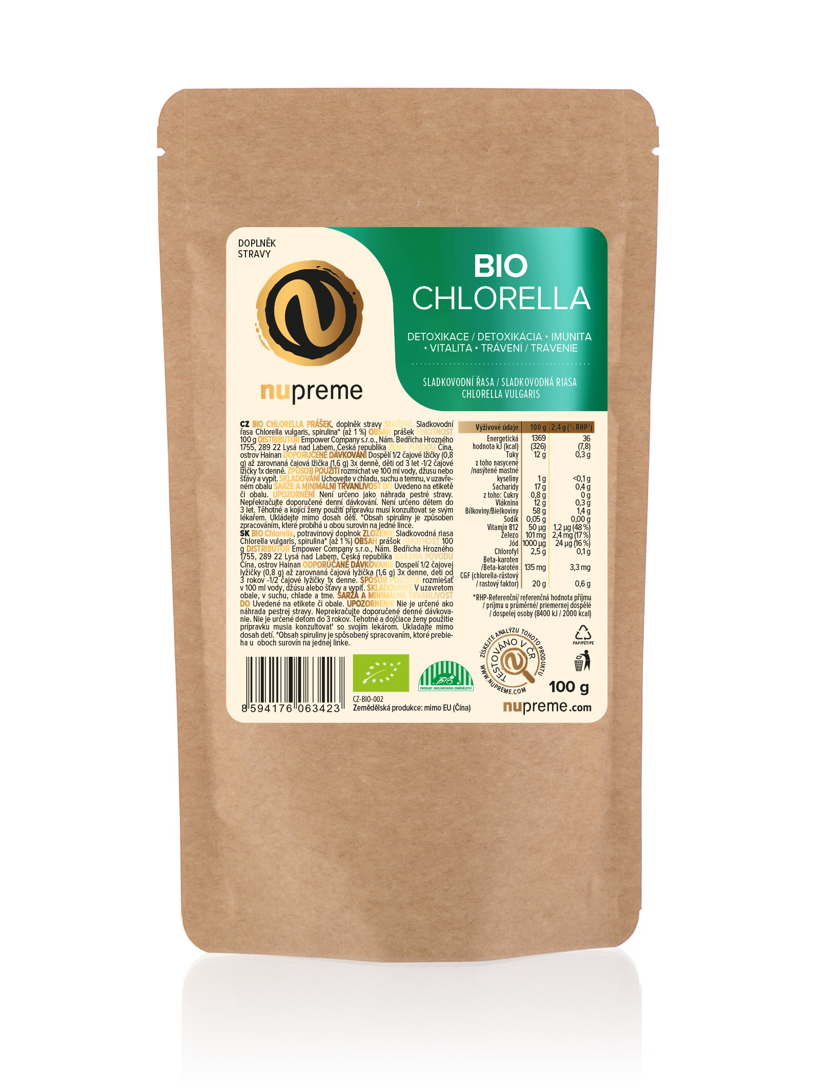 Chlorella prášek 100 g BIO NUPREME