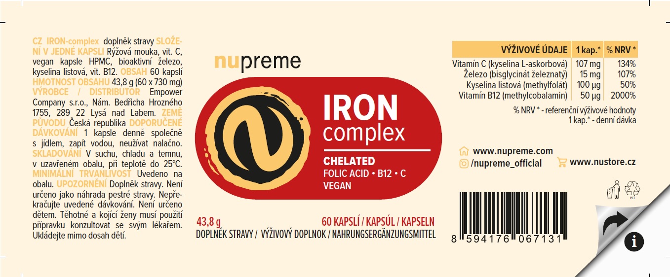 Železo chelát 60 kapslí NUPREME Obrázek