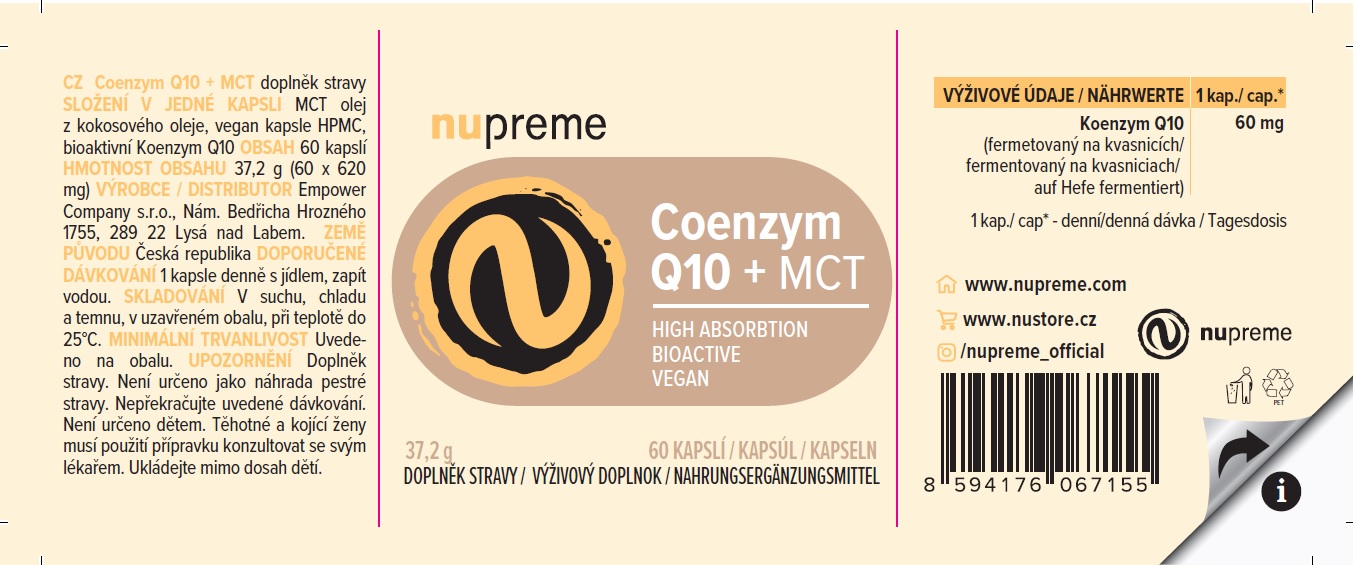 Coenzym Q10 + MCT 60 kapslí NUPREME Obrázek