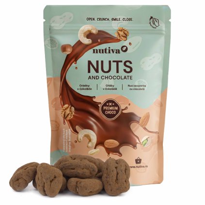 NUTIVA Pekanové orechy v mliečenej čokoláde a kakau 200g