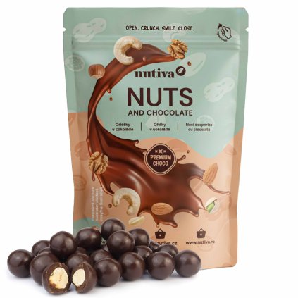 NUTIVA Lieskové orechy v horkej čokoláde 200g