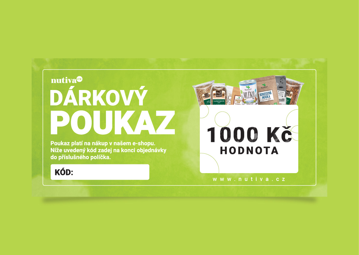 Nutiva.sk Poukázka v hodnotě 1000 Kč