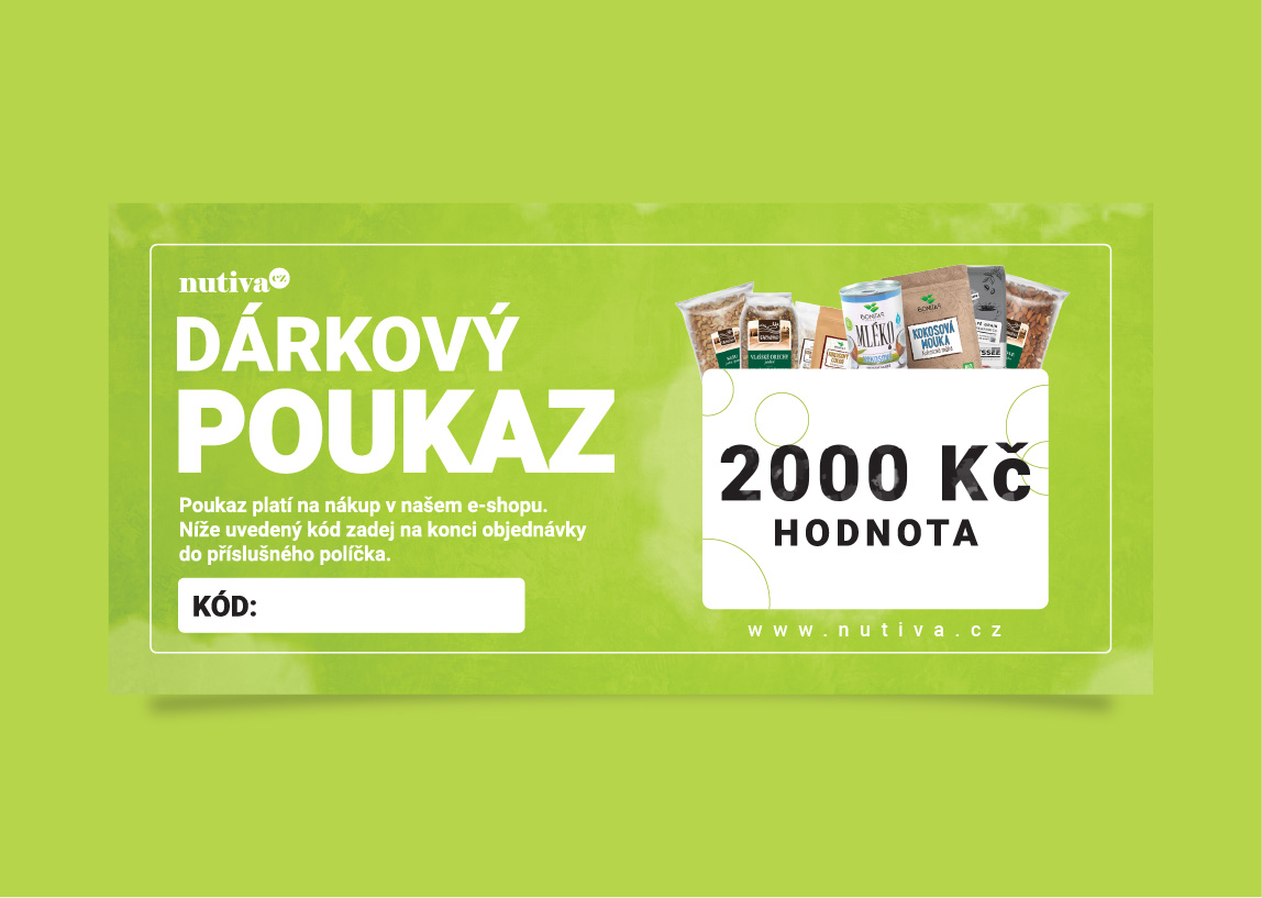 Nutiva.sk Poukázka v hodnotě 2000 Kč