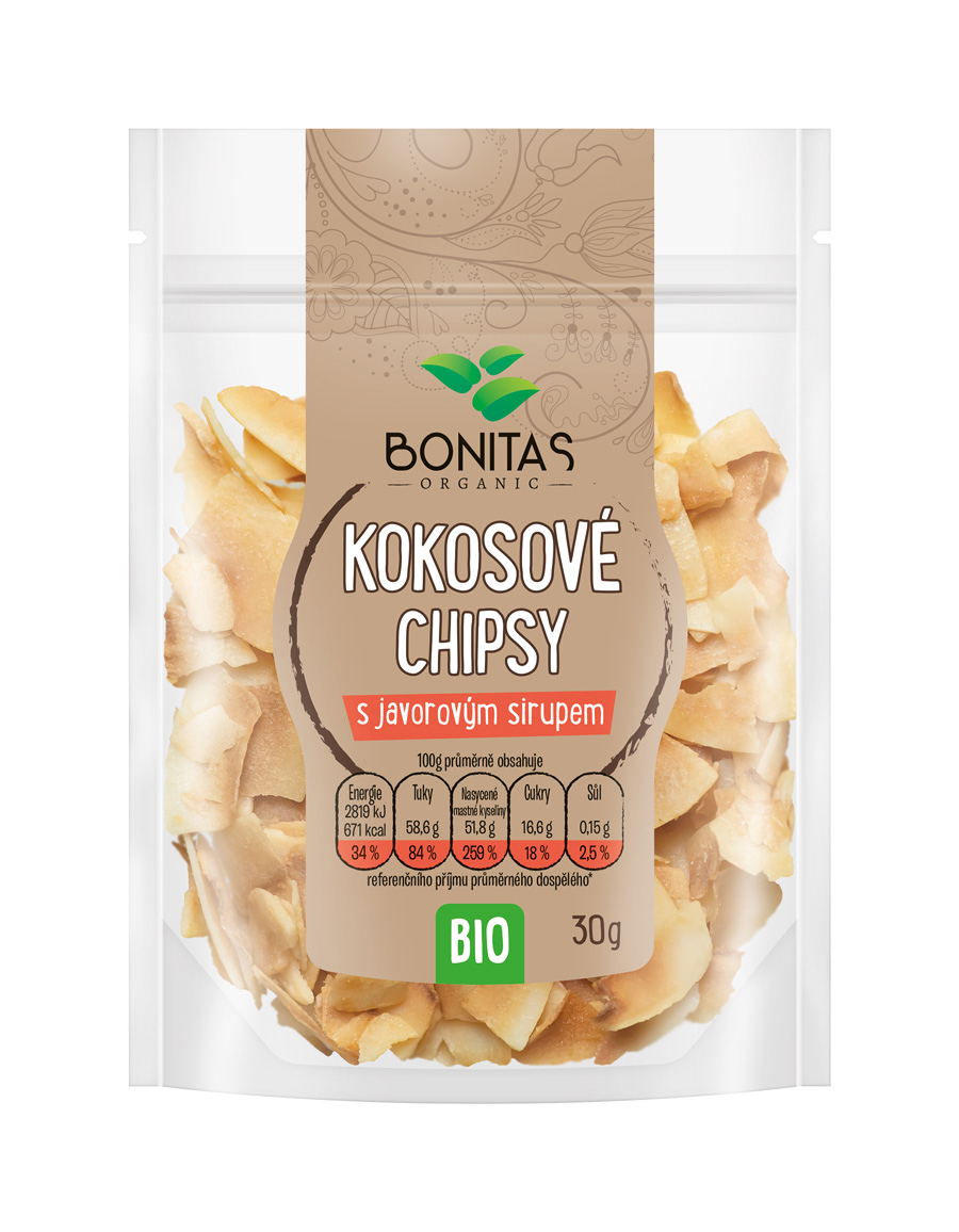 BONITAS BIO Kokosové chipsy s javorovým sirupem 30g