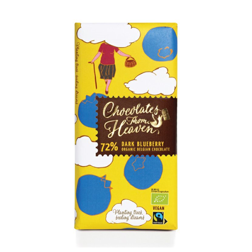BIO hořká čokoláda s borůvkami 72% CHOCOLATES FROM HEAVEN 100g