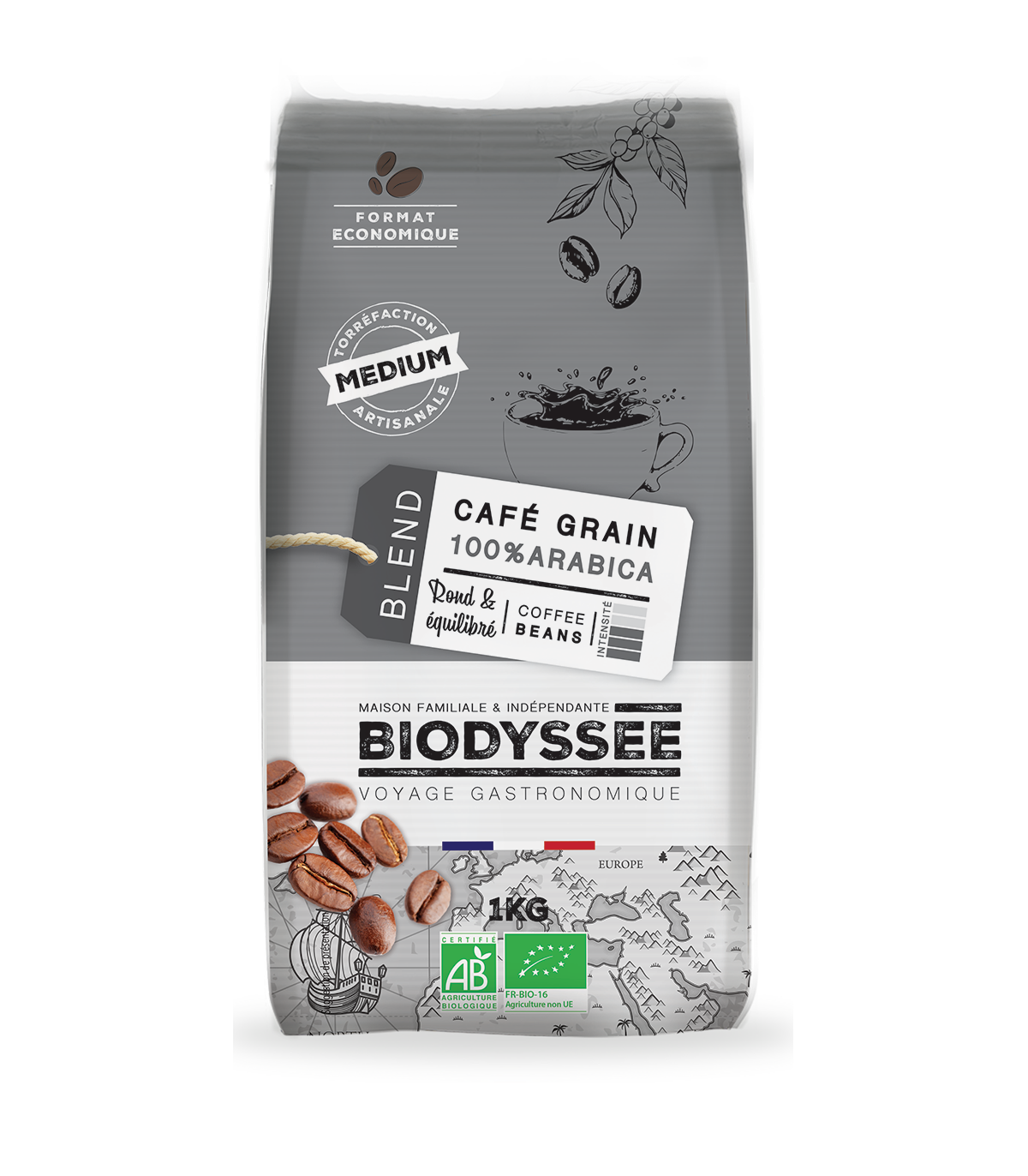 BIO zrnková káva Arabica medium BIODYSSÉE 1kg