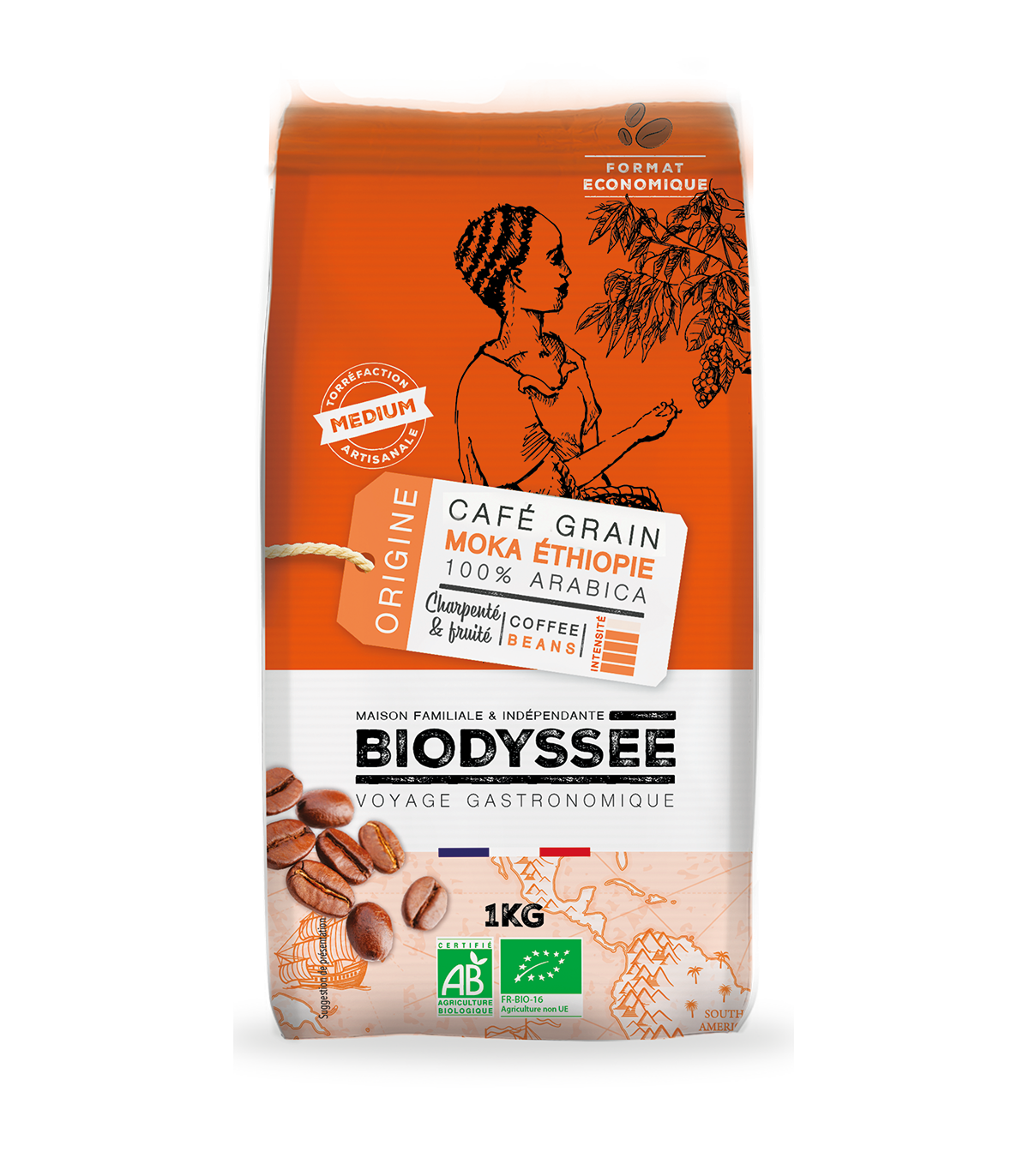 BIO zrnková káva Arabica Moka Etiopie BIODYSSÉE 1KG