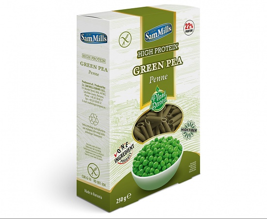 Těstoviny ze zeleného hrášku trubky SAM MILLS 250 g