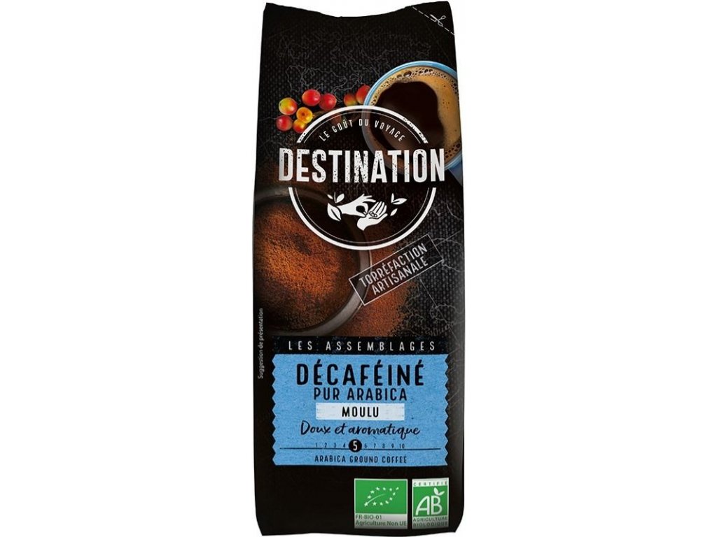 BIO bezkofeinová káva mletá 100% Arabica DESTINATION 250g