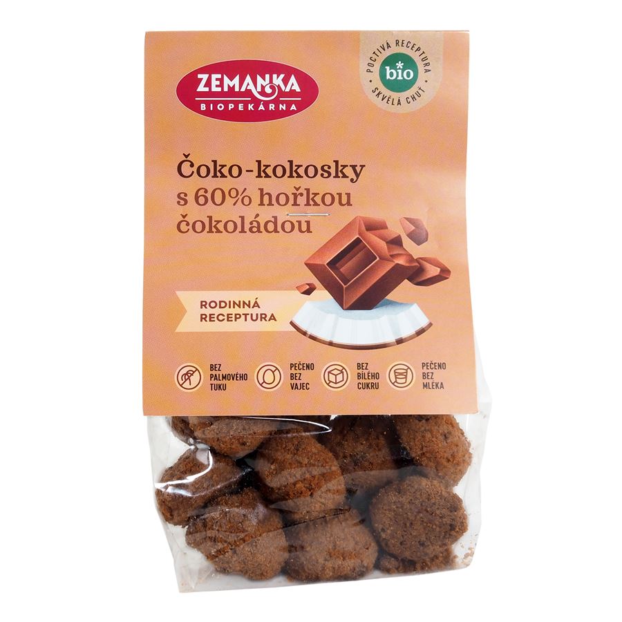 Biopekárna Zemanka BIO čoko-kokosky s 60% hořkou čokoládou ZEMANKA 100g