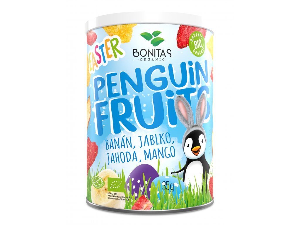 BONITAS velikonoční BIO Penguin Fruits mix mrazem sušeného ovoce 35g