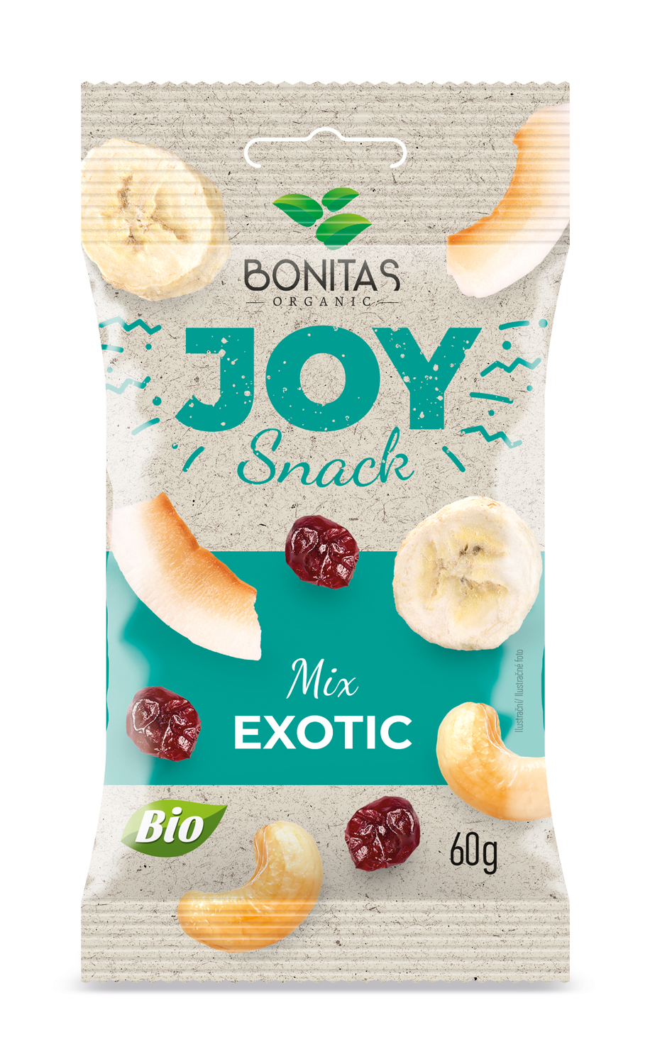 BONITAS Joy snack – BIO směs kešu ořechů, kokosu a sušeného ovoce 60g