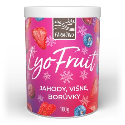 FARMLAND LyoFruit mix Premium jahody, višne, čučoriedky Tubus