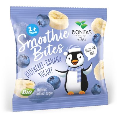 BIO Smoothie lyofilizované kúsky z banánu, čučoriedok a jogurtu