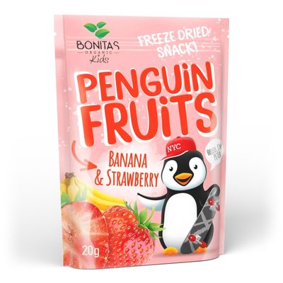 BIO Penguin Fruits Banán & Jahoda