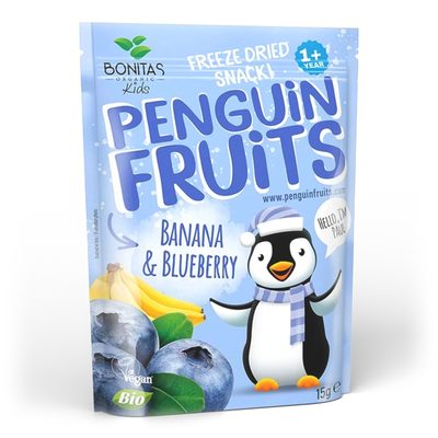 BIO Penguin Fruits Banán & Čučoriedka