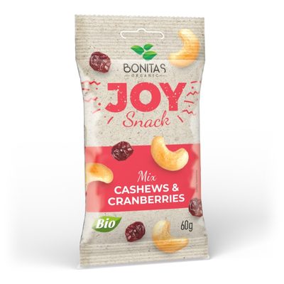 Joy snack BIO Zmes kešu orechov a sušených brusníc