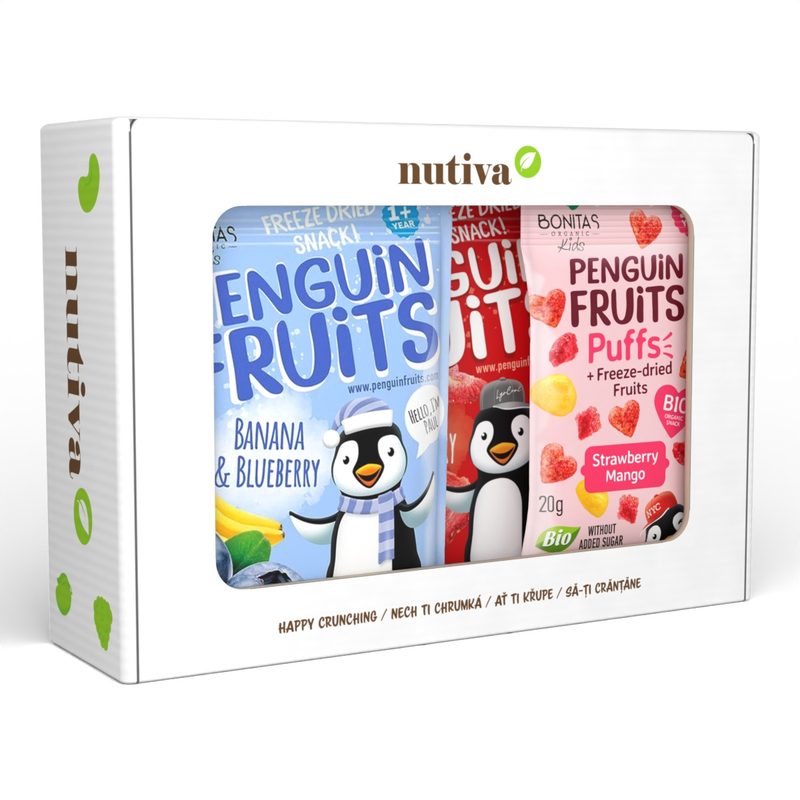 NUTIVA BIO Penguin, Smoothie & Puffs – biely box 85g