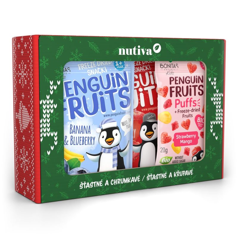 NUTIVA BIO Penguin, Smoothie & Puffs – vianočný box 85g