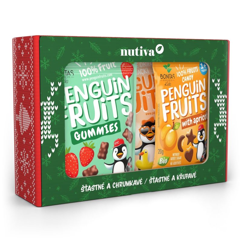 NUTIVA BIO Penguin Gummies mix – vianočný box 120g