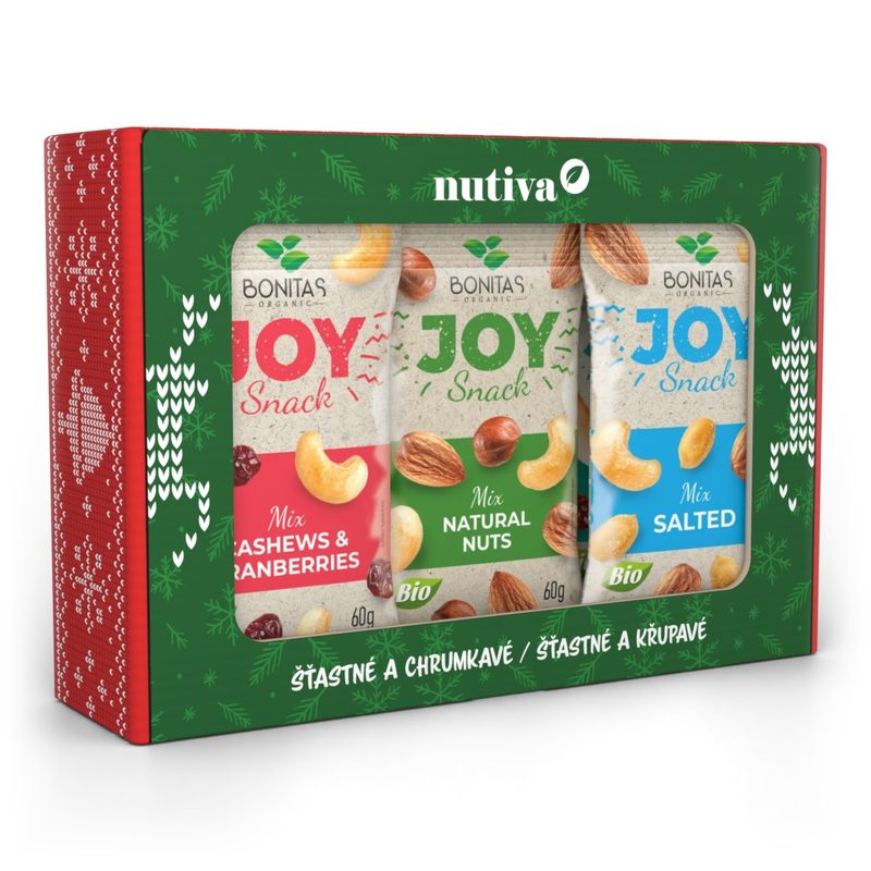 NUTIVA BIO Joy snack orieškový mix – vianočný box 390g