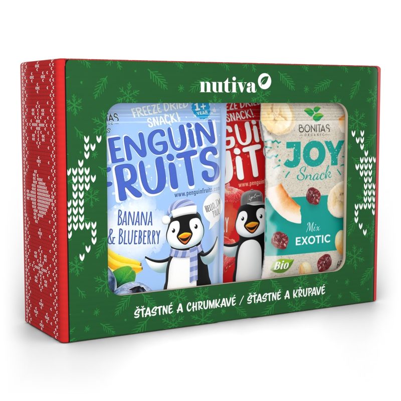 NUTIVA BIO Joy snack & Penguin mix – vianočný box 230g