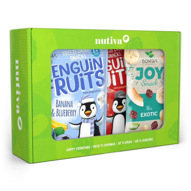 NUTIVA BIO Joy snack & Penguin mix – zelený box 230g