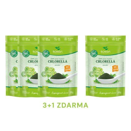 Balíček BIO Chlorella prášok 3+1 zdarma
