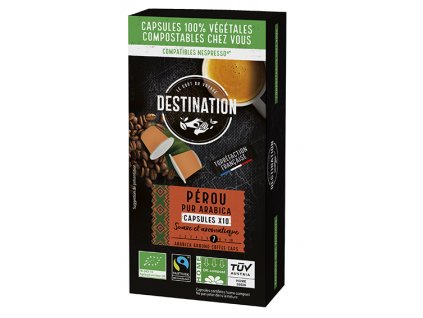 BIO kompostovateľné kávové kapsule Arabica Peru DESTINATION 10ks