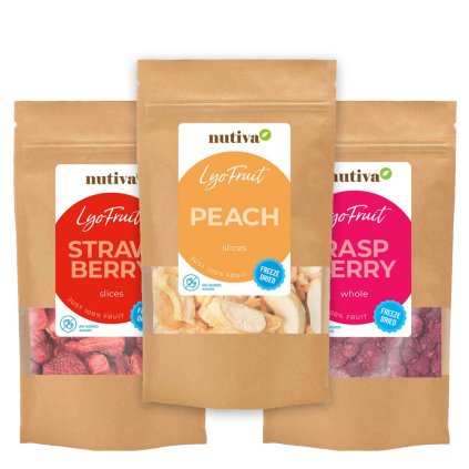 nutiva mrazom susene 3x100g jahody maliny broskyne