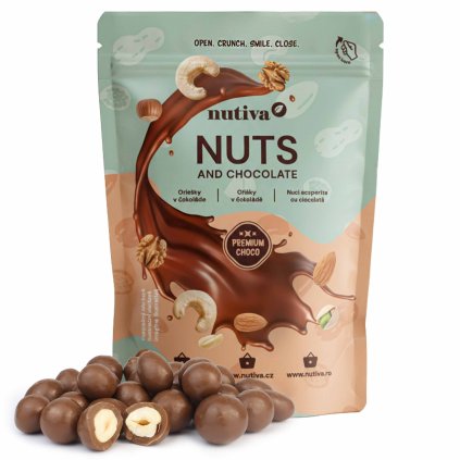 NUTIVA Lieskové orechy v mliečnej čokoláde 200g