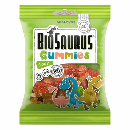 BIOSAURUS Gumené cukríky kyslé 80g
