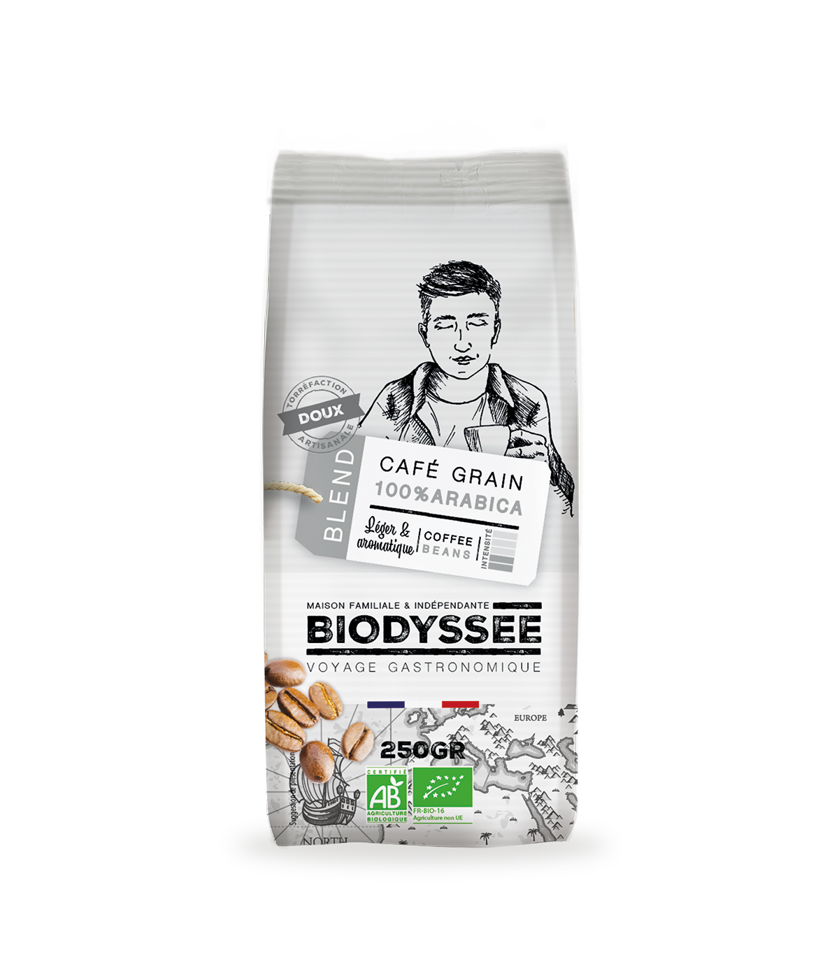 BIO zrnková káva Arabica doux BIODYSSÉE 250g