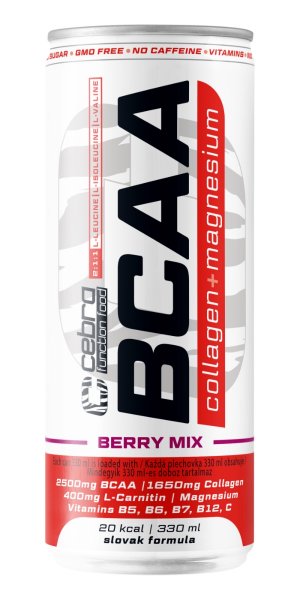 Vitamínový nápoj BCAA Collagen + Magnesium Berry mix CEBRA 330ml