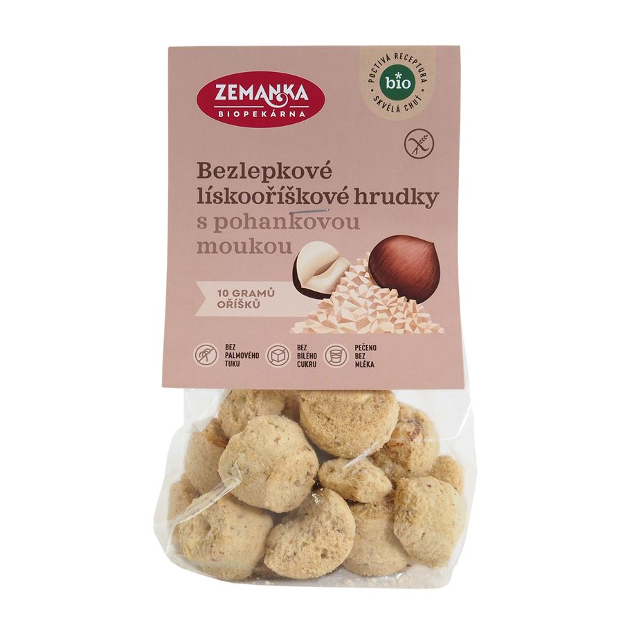 BIO bezlepkové pohánkové hrudky s lieskovými orieškami ZEMANKA 100g