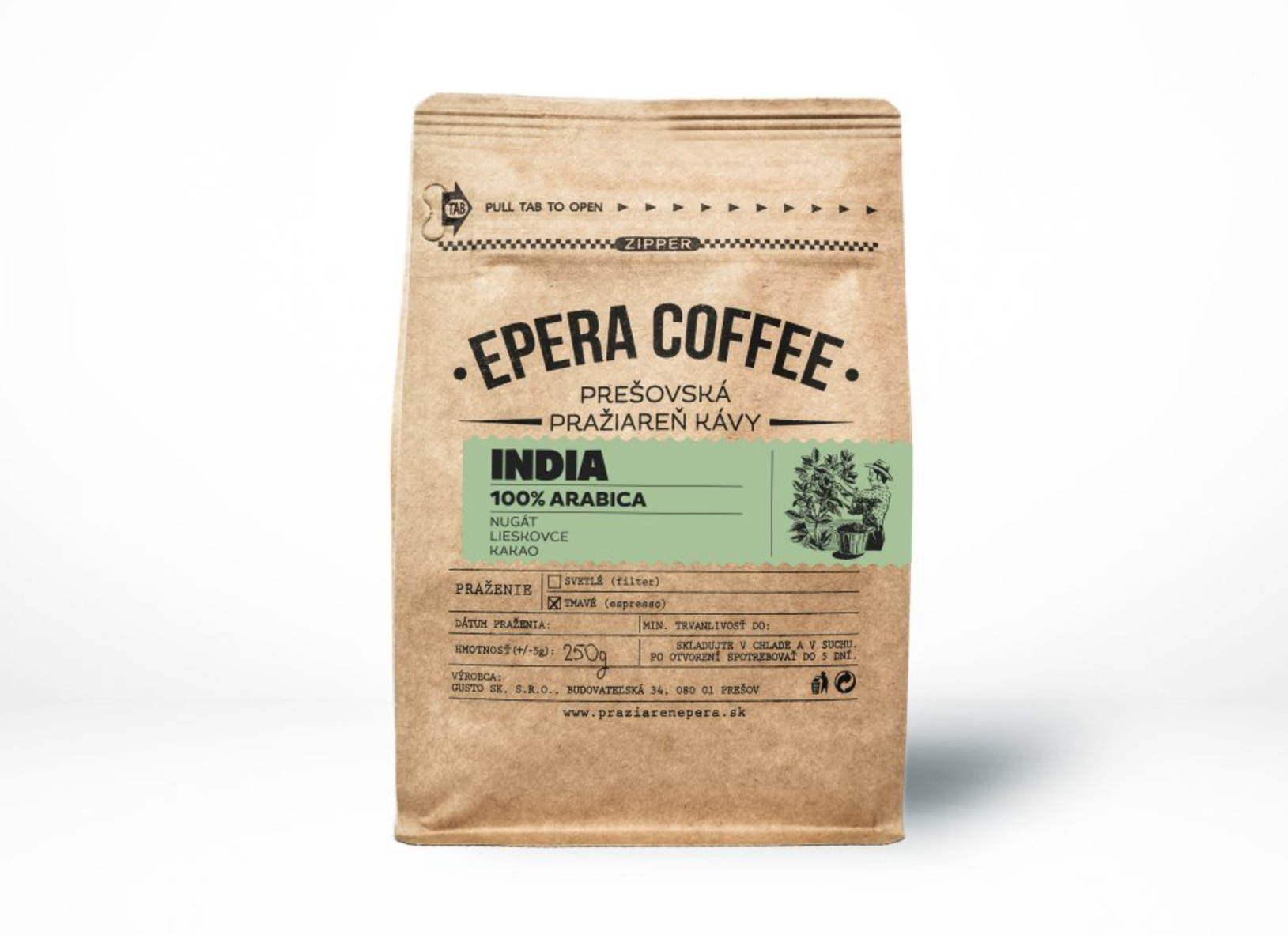 EPERA COFFEE Káva India - zrnková arabica 1000g