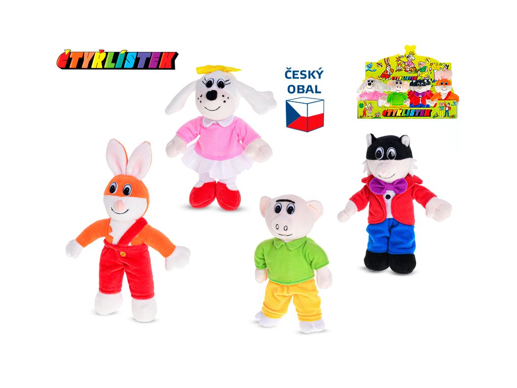 Čtyřlístek plyšové postavičky 16cm stojící 4druhy 0m+ 16ks v DBX