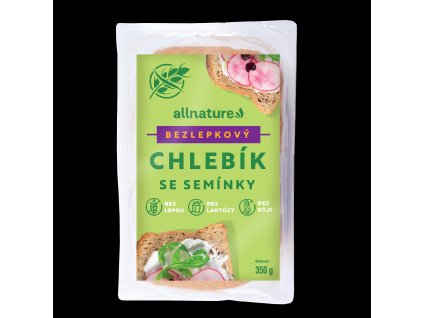 allnature bezlepkovy chlebik se seminky 350 g