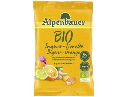 alpenbauer bio prirodni bonbony zazvor pomeranc limetka 90 g