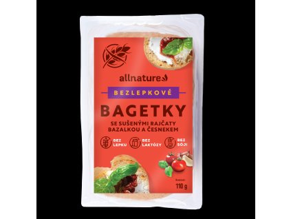 allnature bezlepkove bagetky se susenymi rajcaty bazalkou a cesnekem 110 g