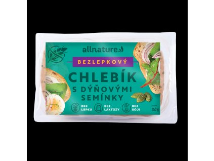 allnature bezlepkovy chlebik s dynovymi seminky 350 g