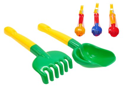 Lopatka + hrabičky 4barvy v síťce